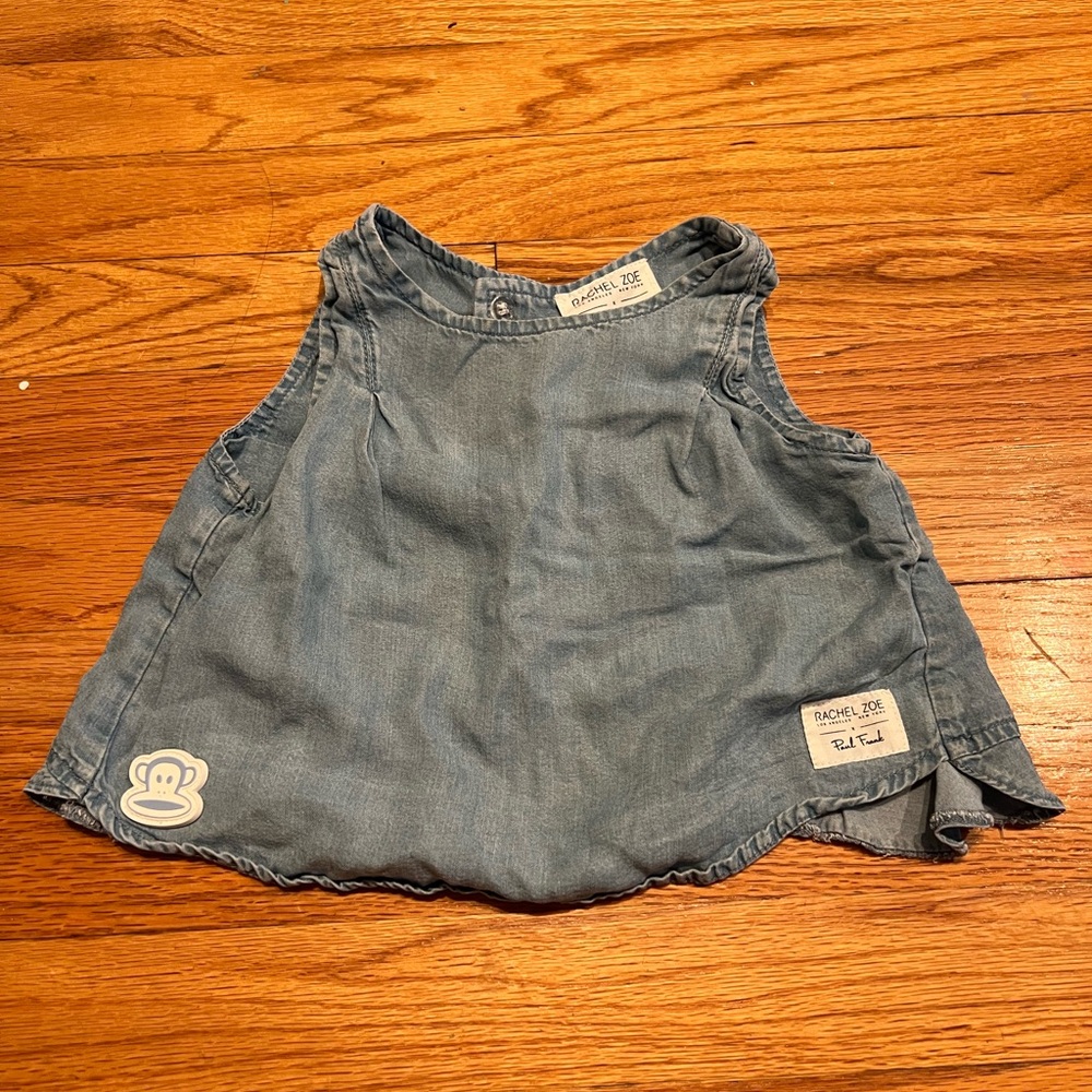 Rare Rachel Zoe x Paul Frank Capsule Collaboration Soft Denim Ruffle Swing Top